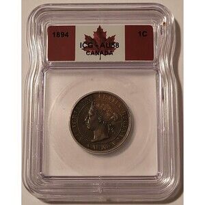 Canada Victoria 1894 Large Cent AU58 ICG Flag Label